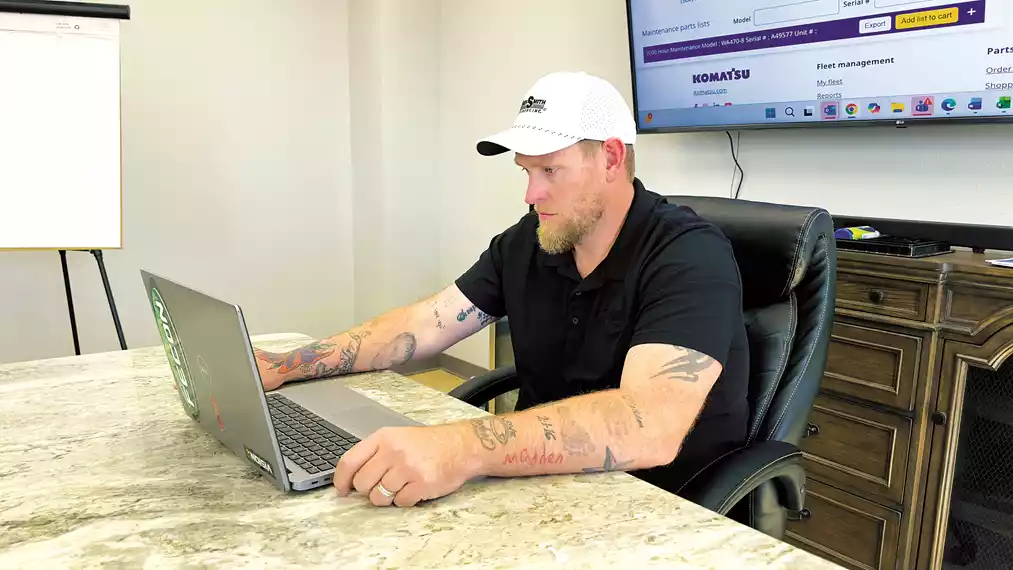 The My Komatsu Parts Store can be accessed 24/7/365 from a desktop, laptop or phone app, allowing for parts ordering anytime and from anywhere.