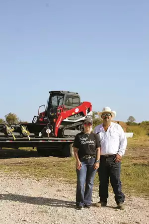 (L-R) Erika and Cody Archie run Bar 7 Ranch in Gatesville, Texas, along with their son and daughter. 