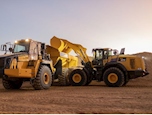 New Komatsu Wheel Loader under setting sun