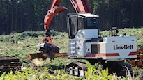 New Excavator working in forest
